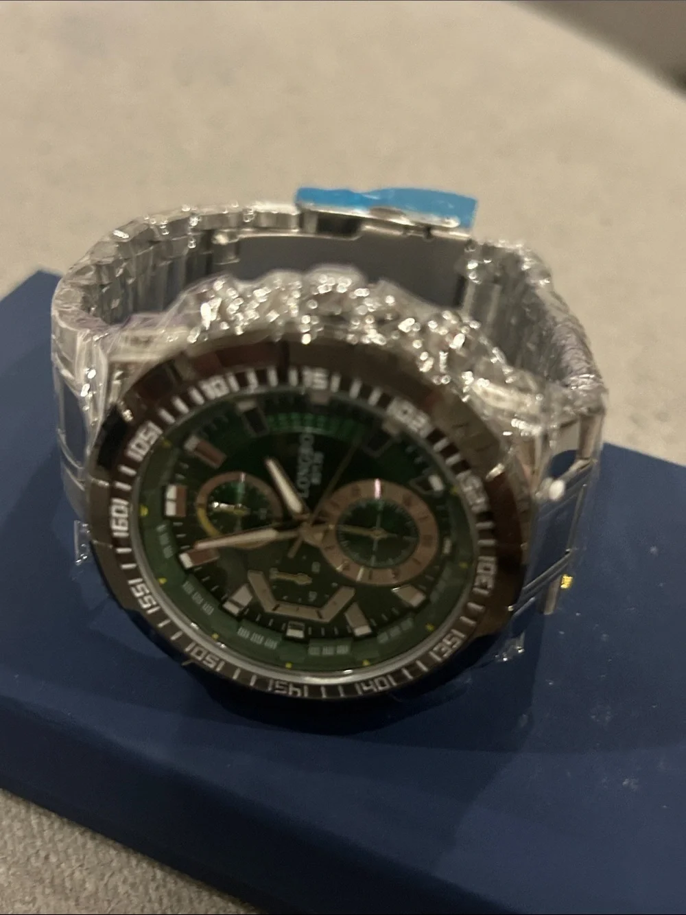 Stainless Steel Men's Watch with Green Dial - Unbranded